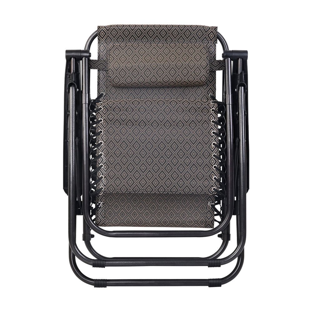 Zero Gravity Recliner Chair Outdoor Sun Lounge Beach Chair Camping - Beige - Direct On Sale