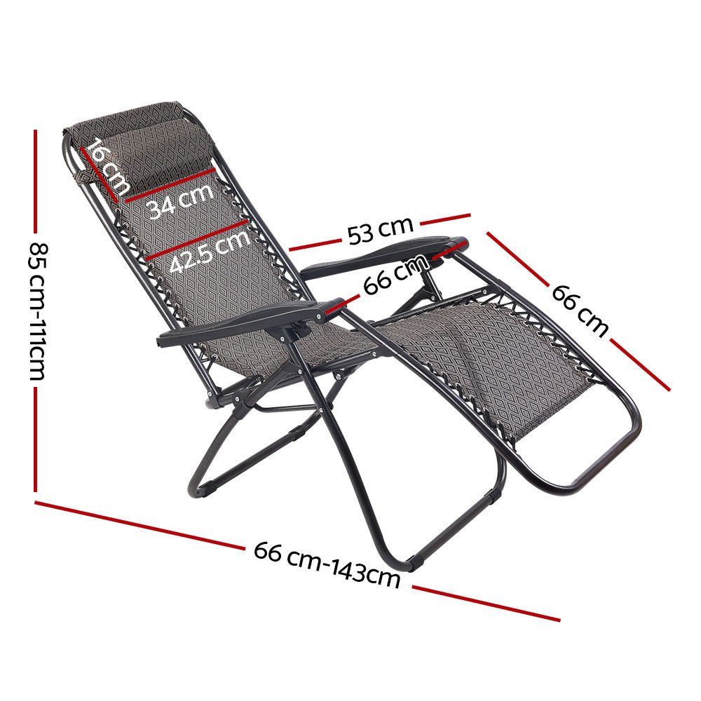 Zero Gravity Recliner Chair Outdoor Sun Lounge Beach Chair Camping - Beige - Direct On Sale