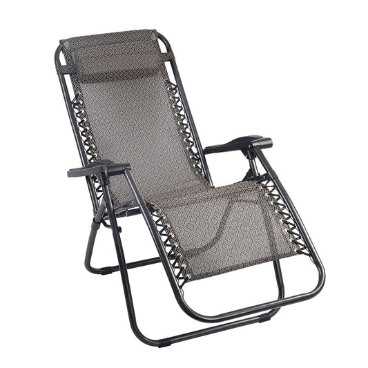 Zero Gravity Recliner Chair Outdoor Sun Lounge Beach Chair Camping - Beige - Direct On Sale