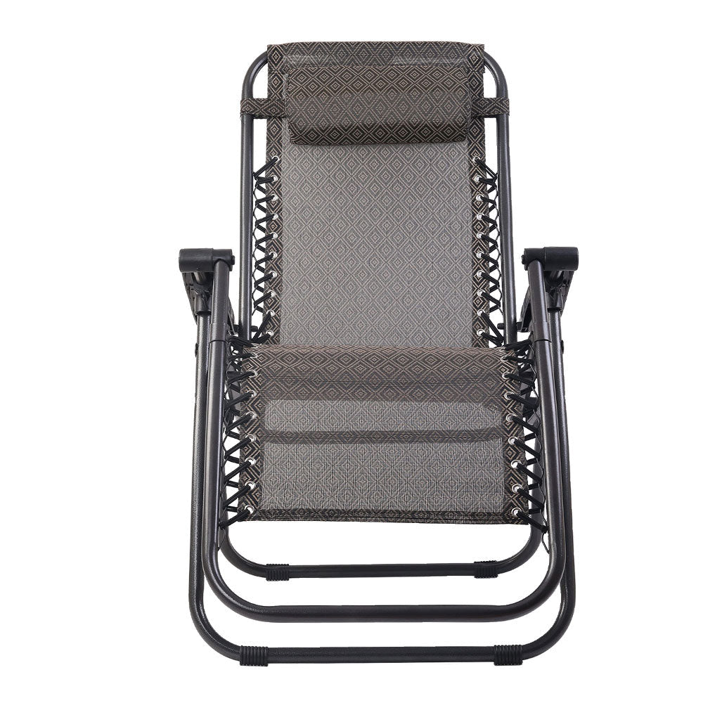 Zero Gravity Recliner Chair Outdoor Sun Lounge Beach Chair Camping - Beige - Direct On Sale