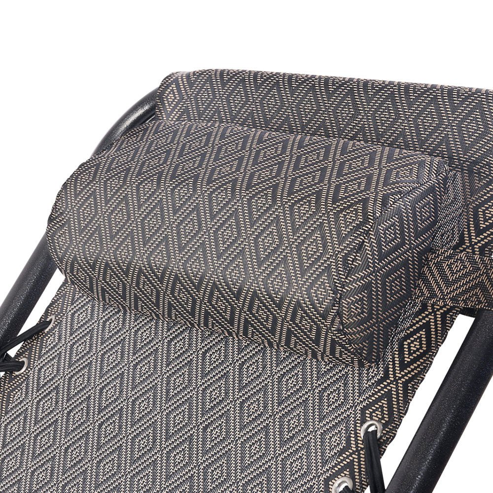 Zero Gravity Recliner Chair Outdoor Sun Lounge Beach Chair Camping - Beige - Direct On Sale